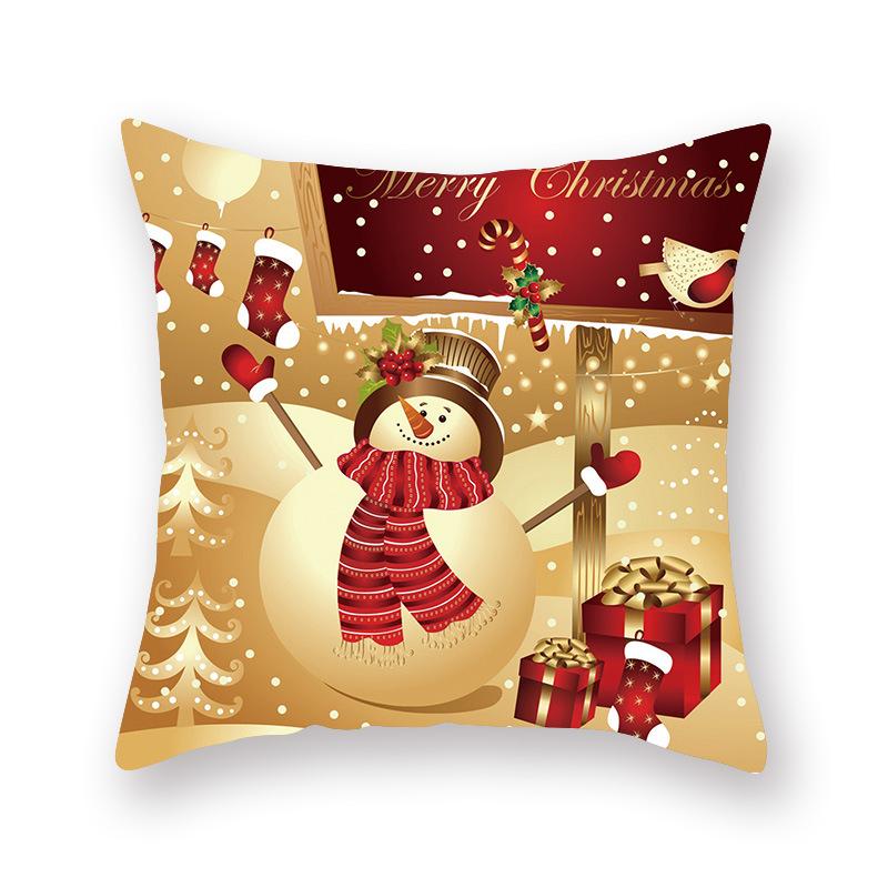 Cartoon Print Christmas Pillow Holiday Decoration Sofa Pillow Case Christmas Cushion