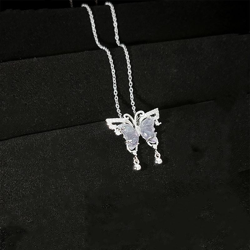 Butterfly Necklace Women'S Light Luxury Simple Versatile Fringed Lily Of The Valley Pendant Collarbone Chain Jewelry