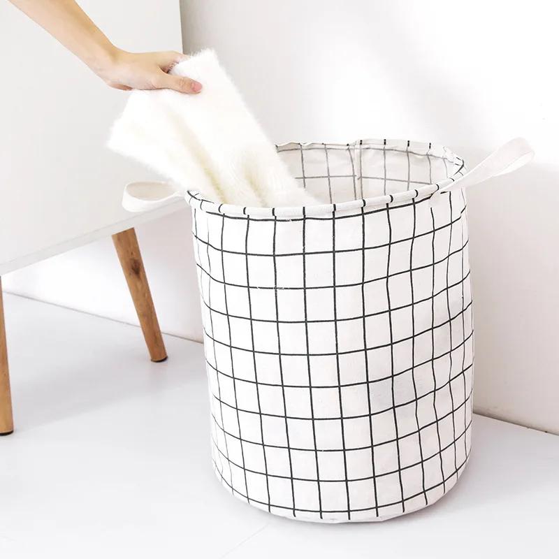 Foldable Laundry Basket Japanese Cotton Linen Fabric Waterproof Dirty Laundry Toy Clothes Storage Basket