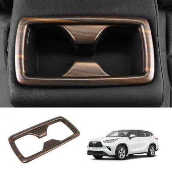 Peach Wood Grain Rear Water Cup Panel Cover Trim For Toyota Highlander -2024