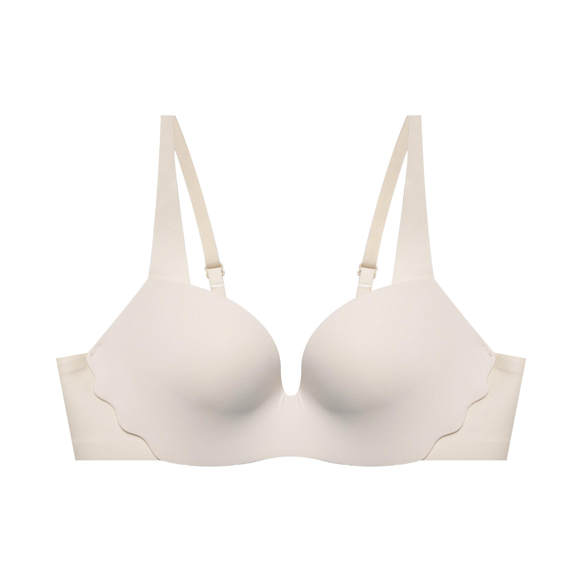 

Летний цельный бюстгальтер с тонкой чашкой и сборками по бокам, молочный, против провисания 38/85AB бежевый