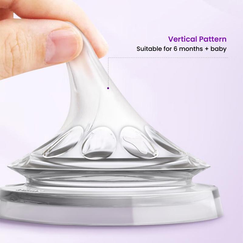 Philips Avent Babyflaschensauger, breites Kaliber, lebensmittelechtes Silikon, 2 Stück/Packung, 0 Monate, 1 Monat, 3 Monate, 6 Monate