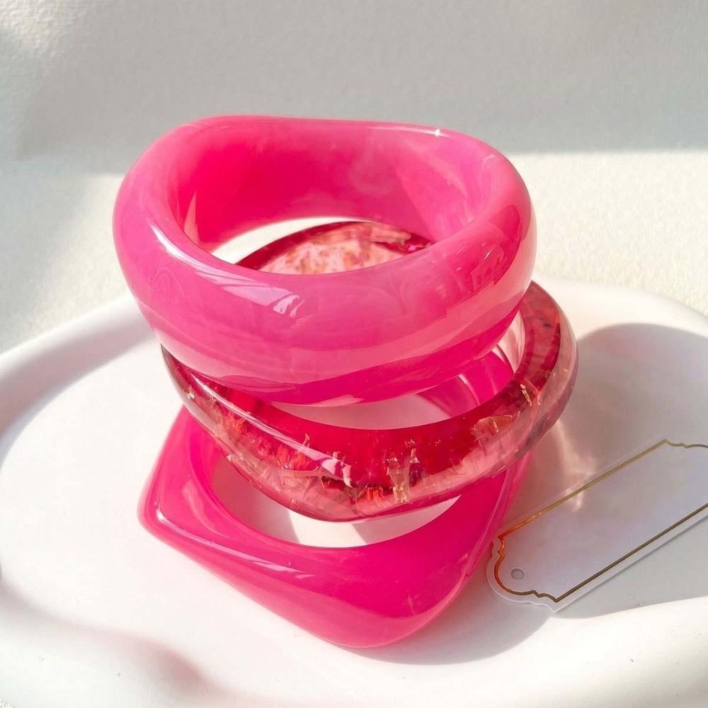 Gradient Acrylic Bracelets Translucent Chunky Cuffs Wrist Jewelry Resin Bangles Music Festival