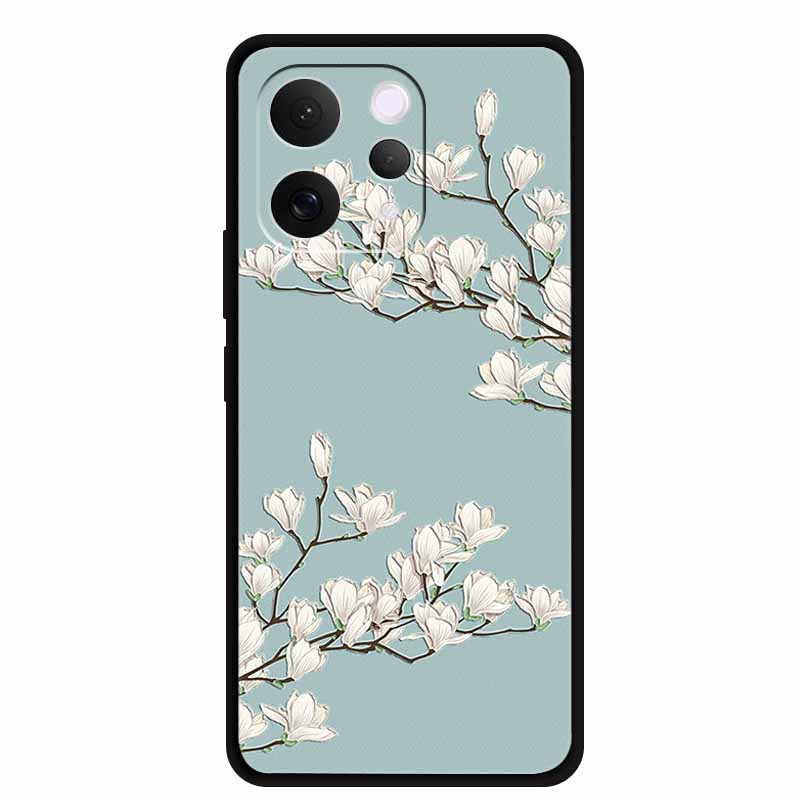For Vivo S50 5G Case 3D Emboss Flower Black Silicone Soft Back Cover Case For Vivo S50 2025 Phone Case 6.59" Coque V2528A Fundas