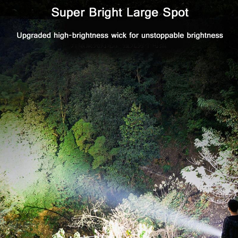 Super Bright LED Flashlight Long Distance Rechargeable Flashlight Waterproof Portable Camping Light COB Flashlight Dual Side