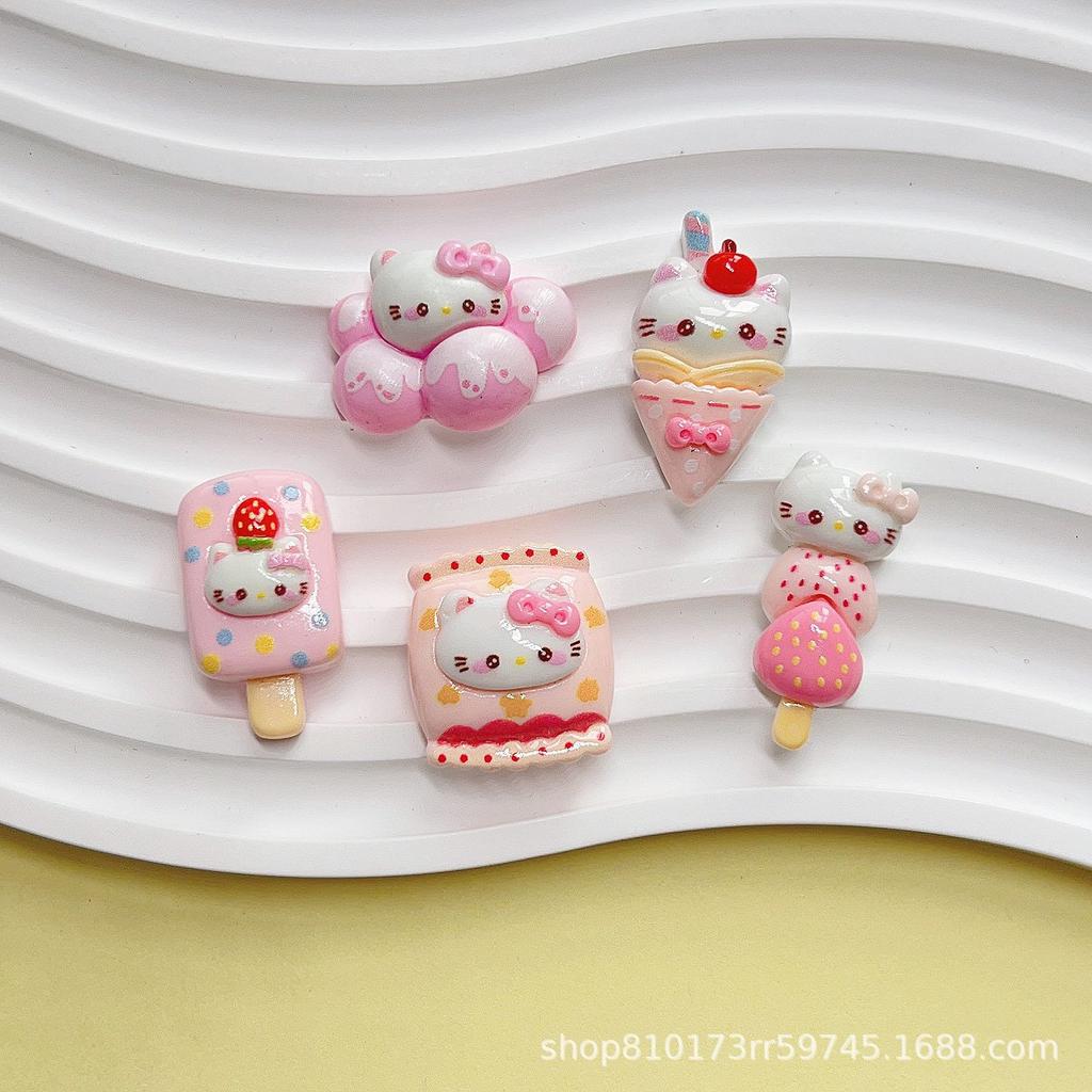 10Pcs New Mini Kawaii Cartoon Bright Food Kittenseries Flat Bottom Scrapbook  Diy Jewelry Making Hairwear Accessorie A36