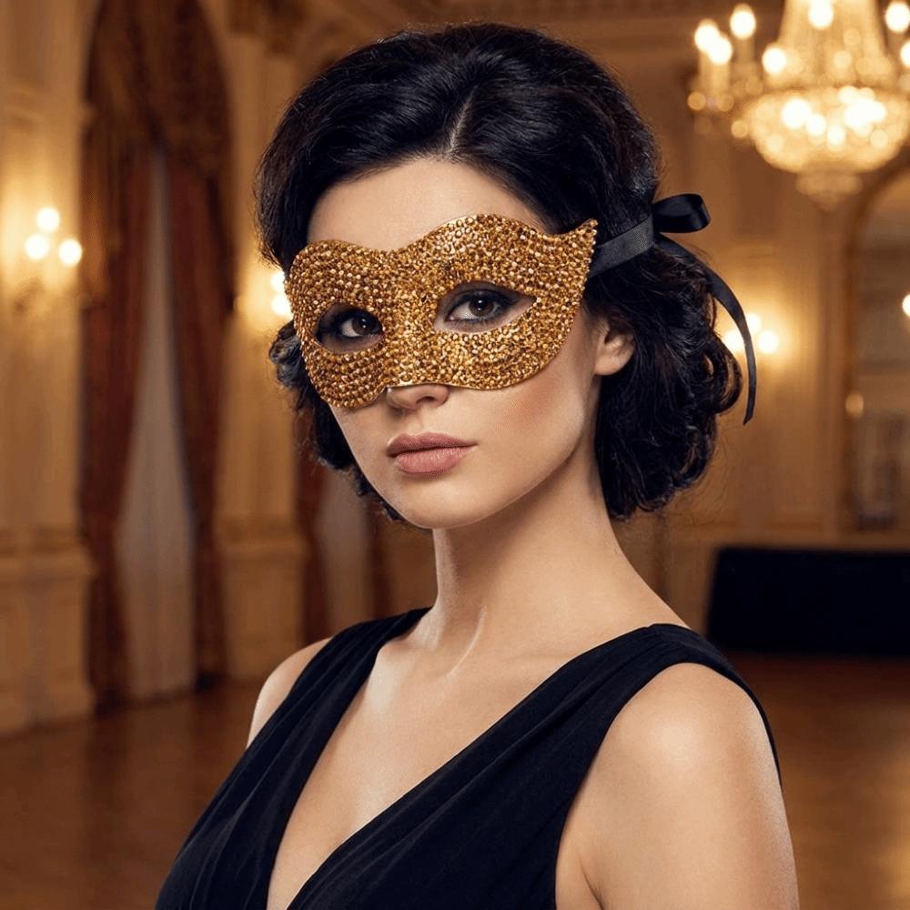 Studded Design Halloween Rhinestone Mask Plastic Masquerade Mask Half Face Mask Themed Event