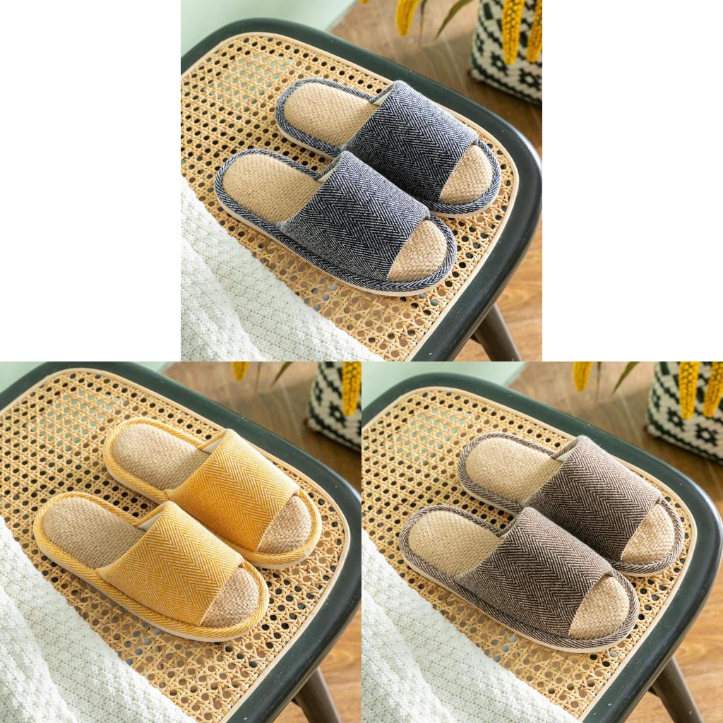 Linen Indoor Slippers For Couples With Nonslip Sole And Breathable Cotton Material Perfect For Home Use