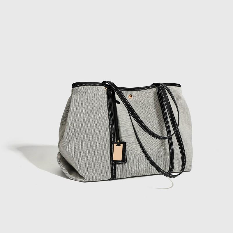 

2025 New Casual All-matching Canvas Portable Tote Bag Large Capacity Commuting One-shoulder Mommy Female Personality Trend 37x19x26cm чёрный