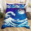 Ozeanwelle Bettbezug-Set Einzelbett Queen King Size Japanischer Stil Bettwäsche-Set für Jungen Mädchen Teenager Kirschblüten Deckenbezug