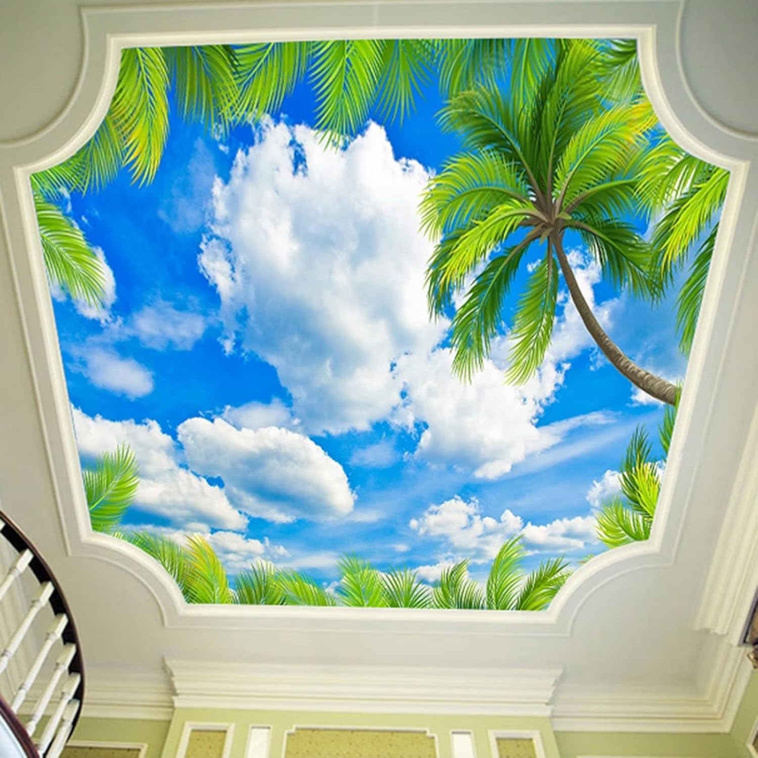 

Coconut Tree Ceiling Wall Mural 3d Blue Sky Wallpaper Living Room Bedroom Ceiling Wallpaper Of Sky Home Decor 200 cm(W) x 140 cm(H)