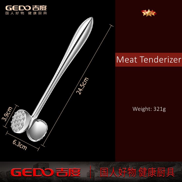 

LFGB Certificated 304 Stainless Steel Steak Hammer Ultra Thick Solid Meat Pounder Ergonomic Head and Handle Tenderizer for Chef