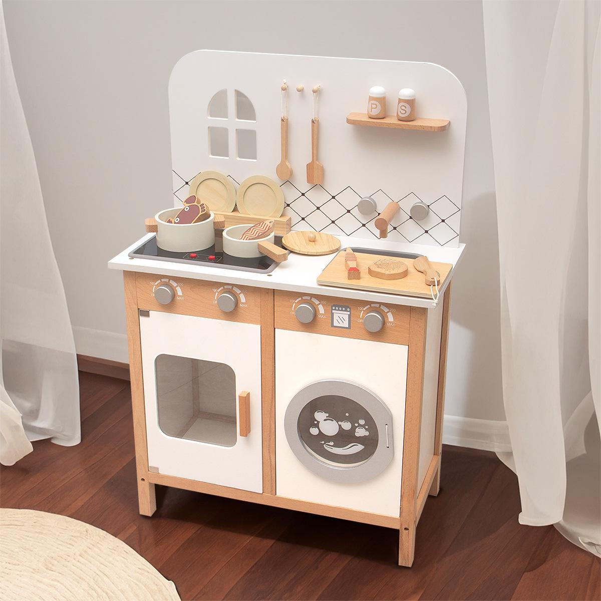 

Nordic White Sound & Light Kitchen Toy for Girls, 3+, Pretend Play Wooden Stove Set