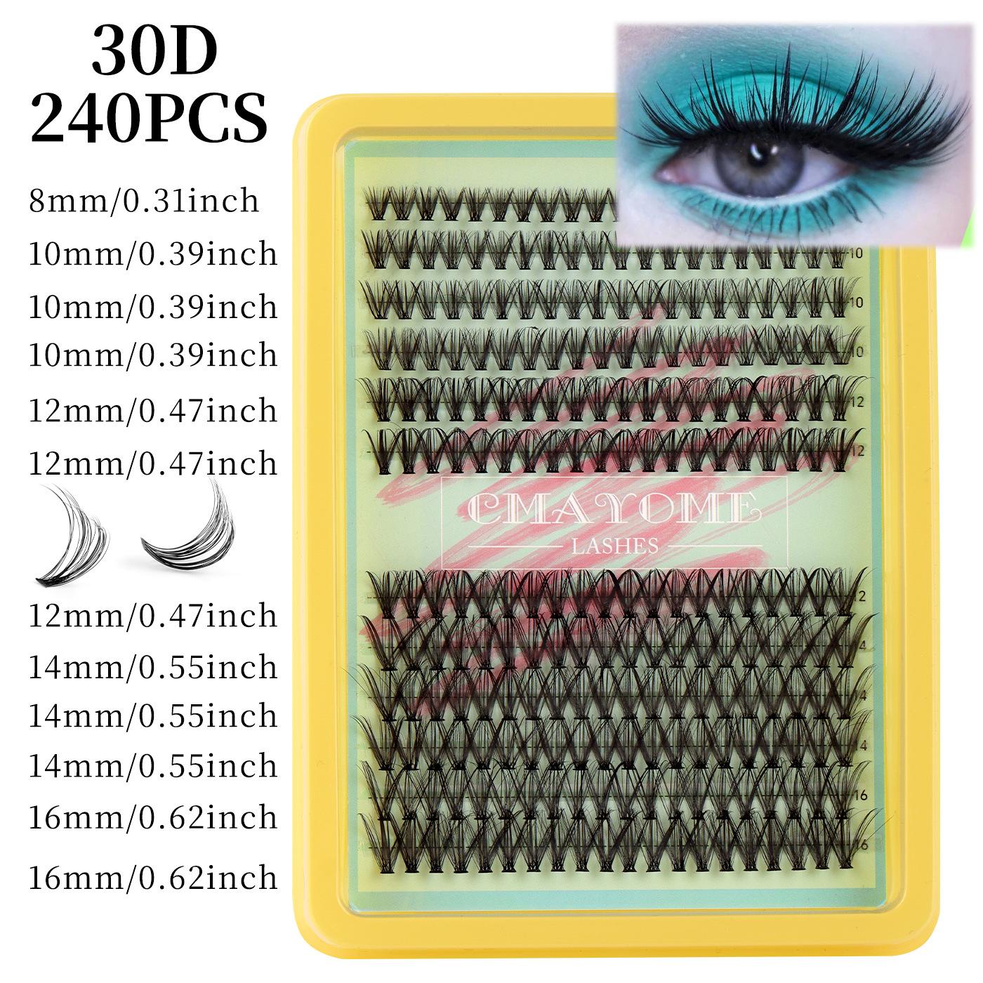 

240 Tufts Of Natural Fluffy Single Tufts Of False Eyelashes 10D20D30D Curled Diy Segmented D Curved Hair