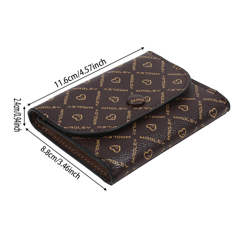Women's Letter & Heart Print Wallet - Cute Zippered Coin Purse with Card Slots, Fashionable Wristlet Multi-Functional Wallet