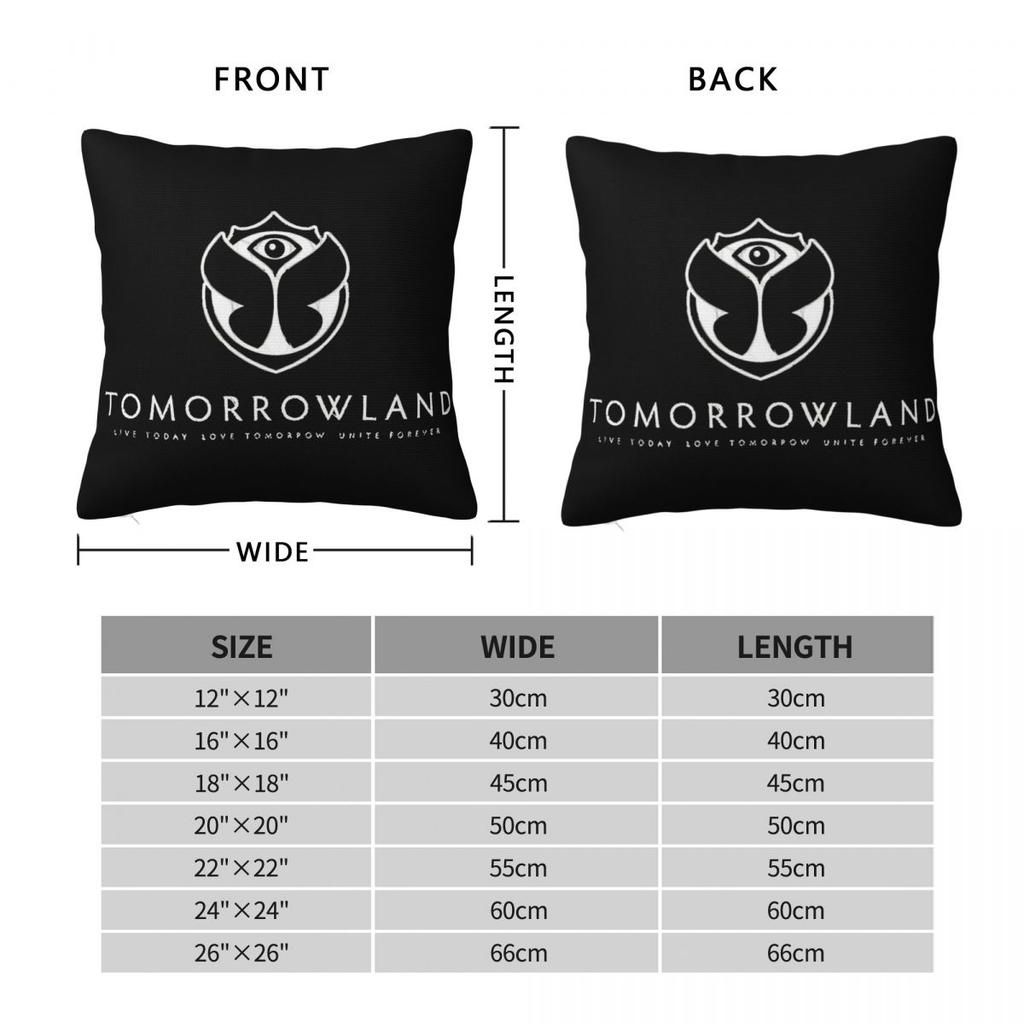 Tomorrowlandd Square Pillow Case Belgian Electronic Dance Cushion Cover Awesome Zipper Decorative Pillowcase For Car 18"