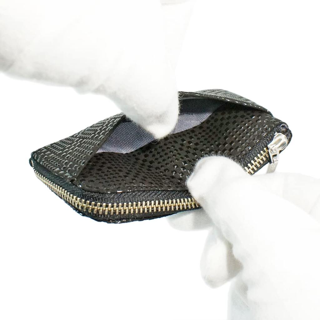 Indenya Inden Coin Purse F Coin Purse 05 Deerskin Black x Black Lacquer Small Checkered Pattern 1005-01-167