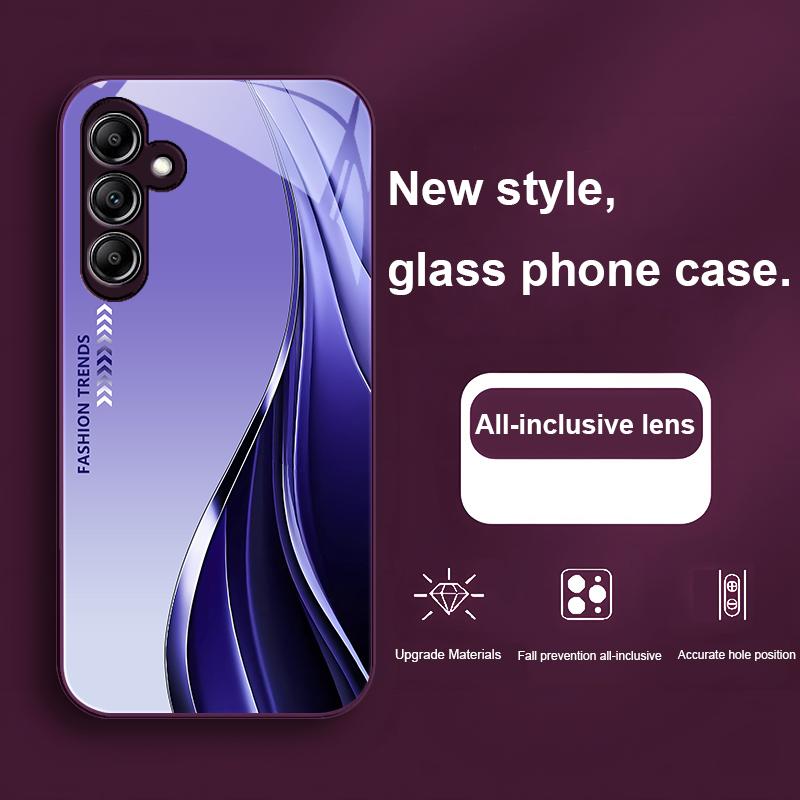 Fashion Trends Silvery for Samsung Galaxy A01 02 03 Core A04 A14 4G A13 54 34 31 20 25 23 22 5G S21 Ultra S20 glass phone case