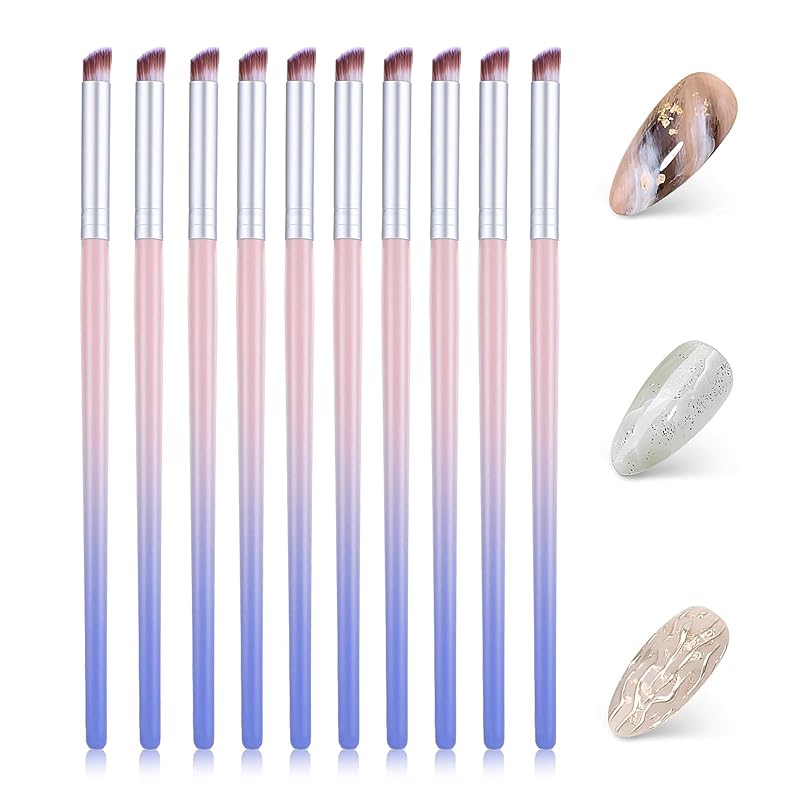 10PCS Ombre Nail Art Brushes, Wood Pen Nail Design Brushes for Gel Nail Gradient, Professional Nail Design Brush Tools Acrylic Nail