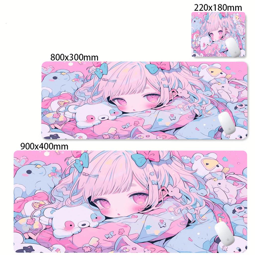 Large Size Pink Mousepad xcm Anime Girl Deskmat XXL Kawaii Nonslip Mouse Pad Cute Mice Rugs Extended Gaming Keyboard Mat
