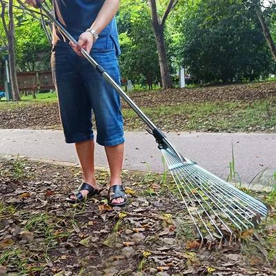 Kleiner Gartenrechen Schnellrechen Verstellbare Aluminiumlegierung Mehrzinkig Bequemer Griff Gartenlaubrechen für Rasen