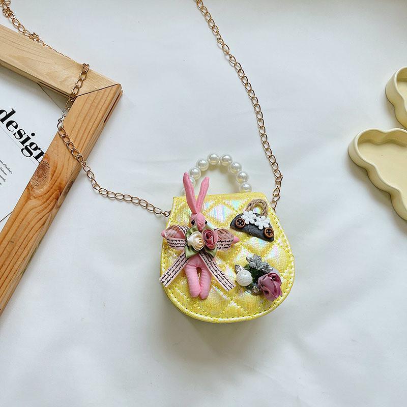 Trendy Waterproof Mini Kids Shoulder Bag In Vibrant Colors With Cute Rabbit Motif Bunny Yellow