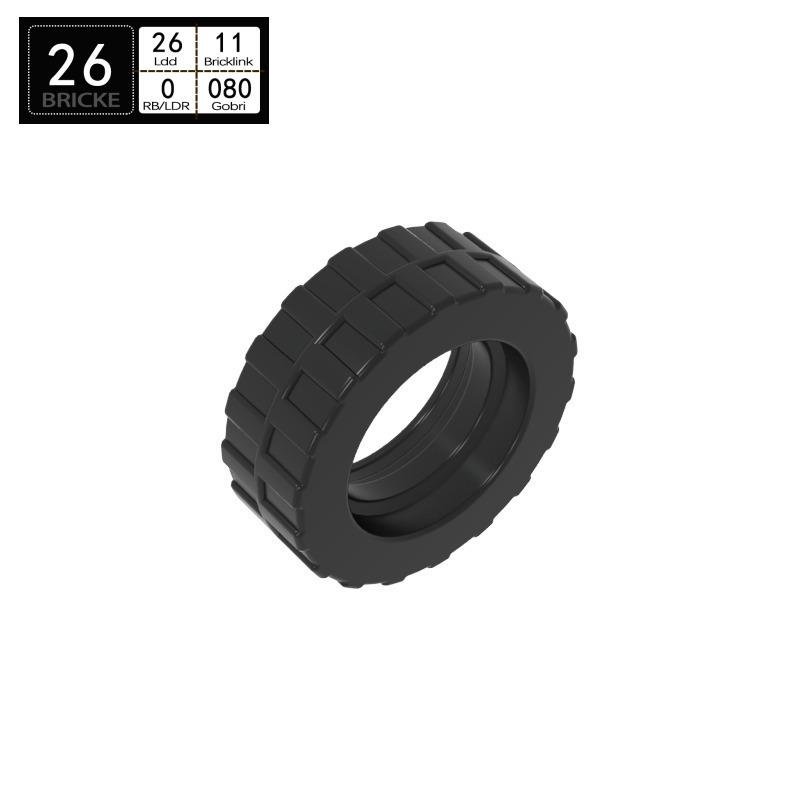 

BRICKE Brick-Compatible Building Blocks: Car Tires 17.6x6.24mm (51011, 92409, 42611) 50g (~50 pcs) чорний