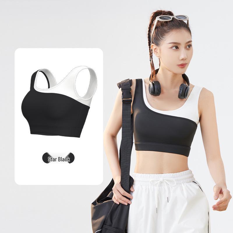 

Женский спортивный бюстгальтер с U-образным вырезом и цветными блоками: Ударопрочный, Тонкая формованная чашка, Дизайн «два в одном» Extra Extra Large