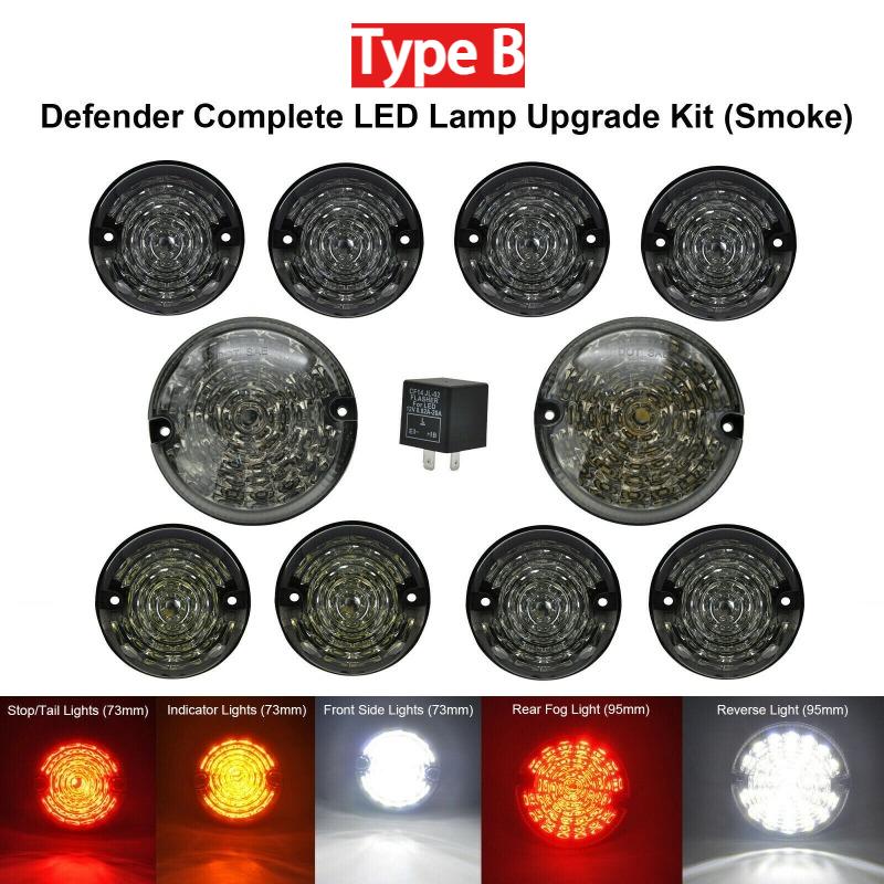 10pcs/set LED Car Indicator Light Upgrade Kit For Land Rover 90/110 1983-1990 Defender 1990-2016 Reversing Turn Signal Fog Lamp