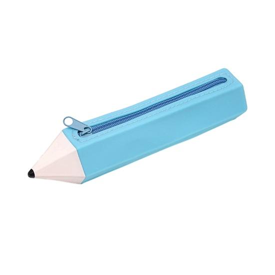 

Pencil Case Large Capacity Pencil-Shaped Silicone Pencil Case for Students Zippered Stationery Storage Bag Multifunctional Travel Cosmetic Bag for синий