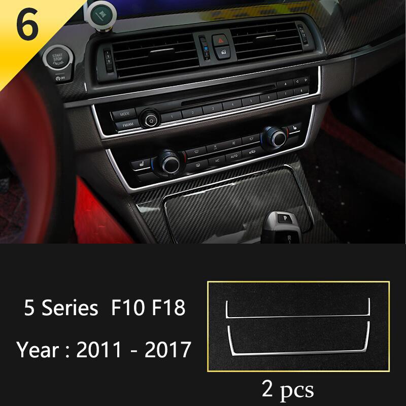 Car Styling Console Multimedia AC CD Panel Decoration Frame Cover Trim Strip Sticker For BMW 5 Series F10 Interior Accessories