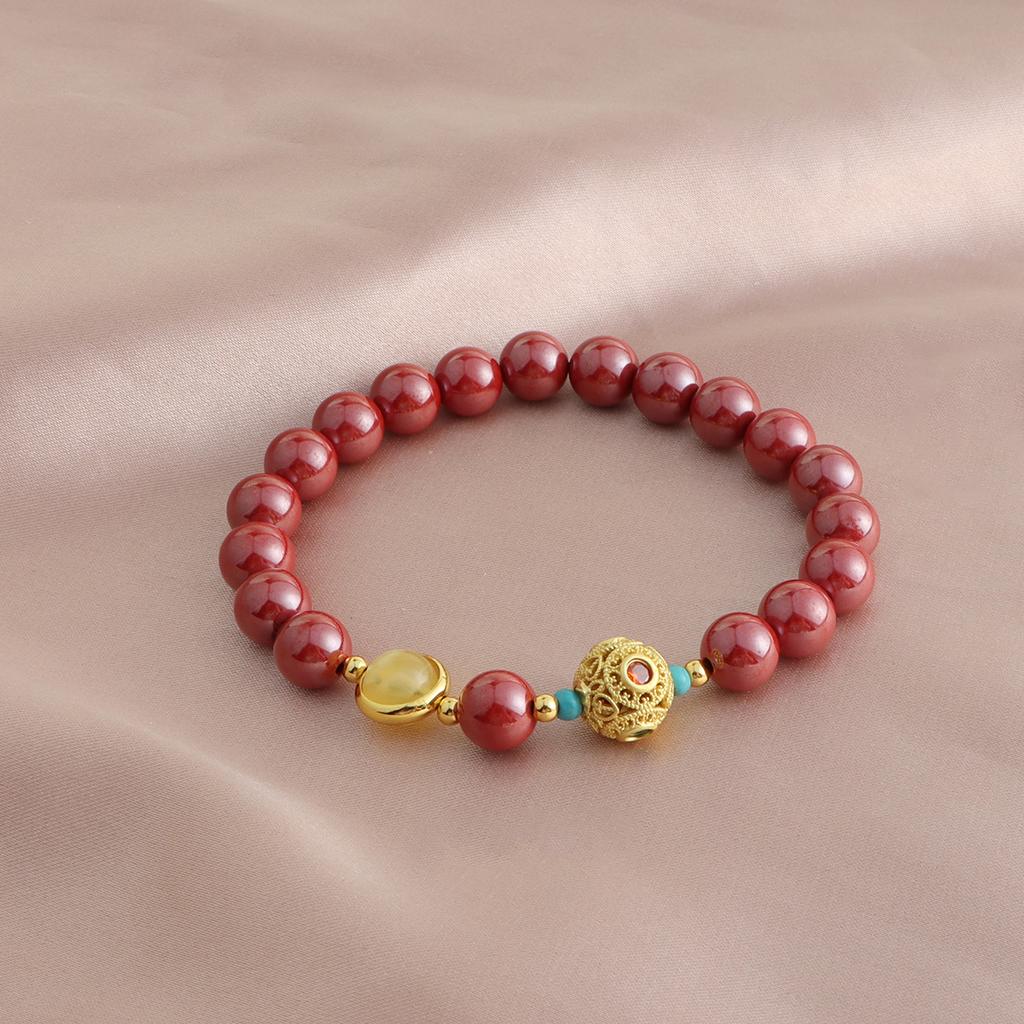 Raw Ore Emperor Sand Single Ring Bracelet Fugui Bamboo Transfer Beads Freshwater Pearl Bracelet Purple Gold Sand Natal Year