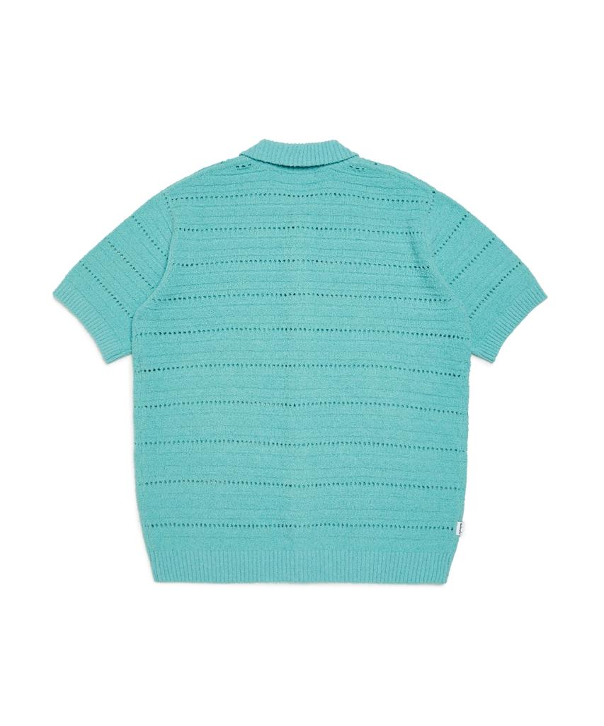 MARK GONZALES Crochet Short Sleeve Knit Cardigan - Teal Blue