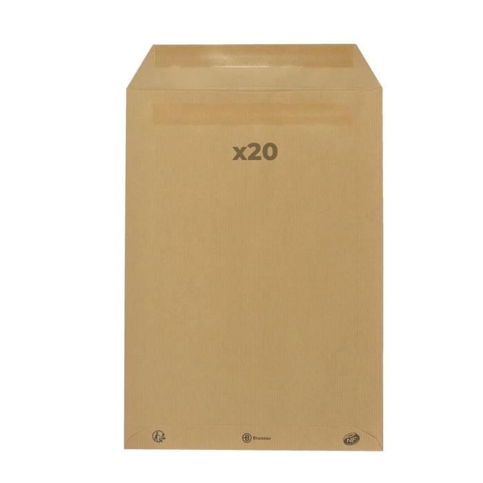 Enveloppes en papier kraft - Non spécifié - 22,9 x 32,4 cm - 90 g - Opaque - Recyclable