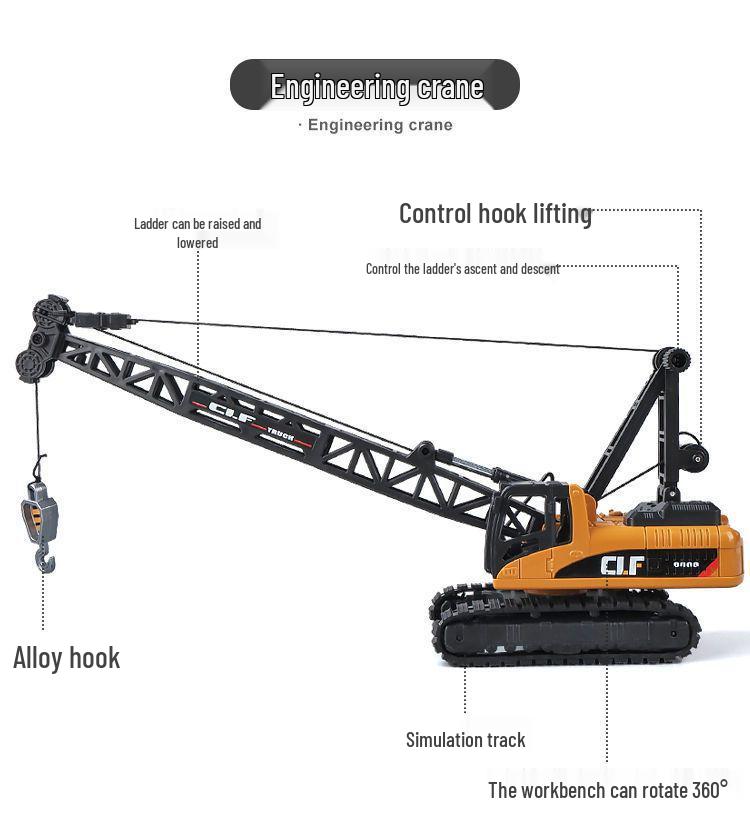 Car Cube Alloy Construction Vehicle Set: Loader, Excavator, Crane, Mixer Truck, and Road Roller Toy