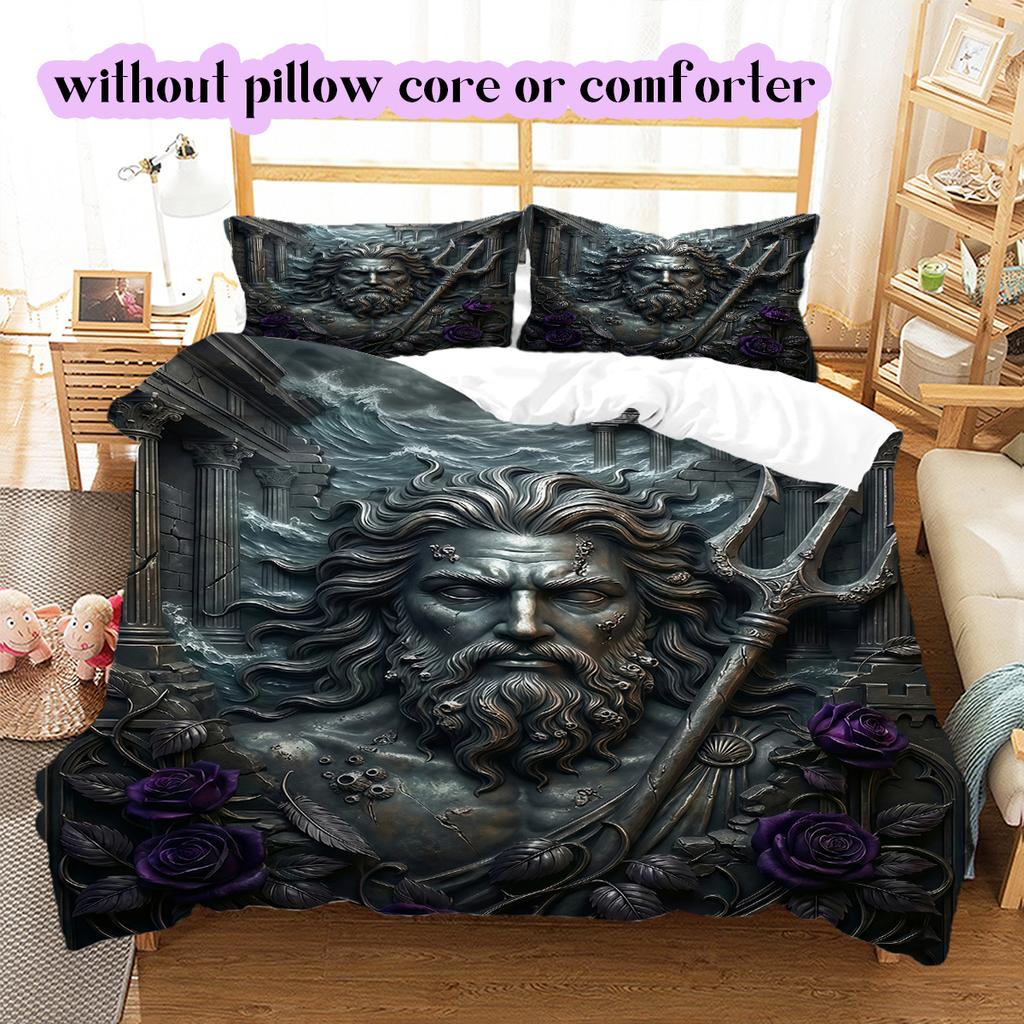 Metal reliefs Pattern Bedding Quilt Set Quilt Cover Pillowcase Home Decoration Birthday Gift (1 * duvet cover + 2 * pillowcase, without core)