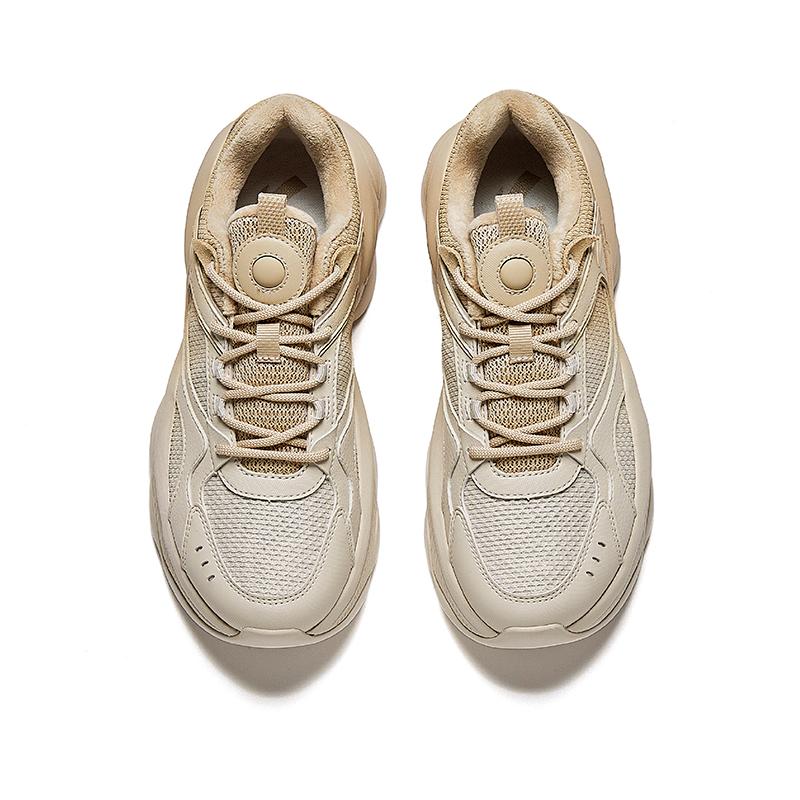 New Anta Slip-Resistant Warm Low-Top Chunky Sneakers Women's White Brown 922418885-9