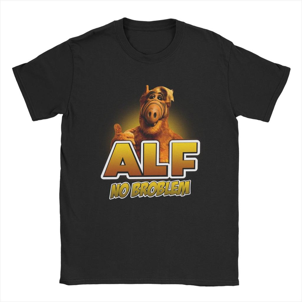 Men Women T-shirt Alien ALF No Problem Funny Print Tshirt Big Size O-Neck Short Sleeve Summer Pure Cotton Unisex Tops S-6XL Tees