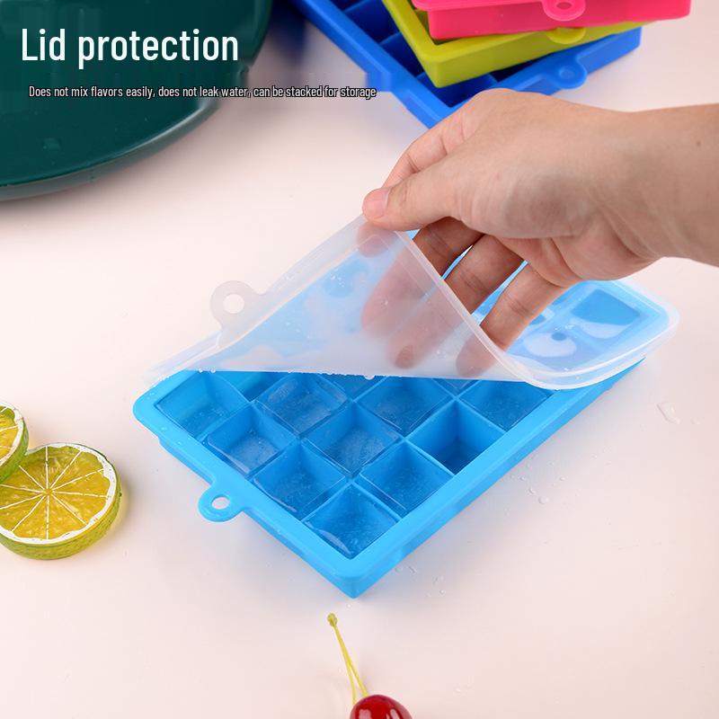 Potravinářský silikonový zásobník na ledové kostky s víkem - 15 nebo 24 přihrádek, DIY forma na dětskou výživu a led