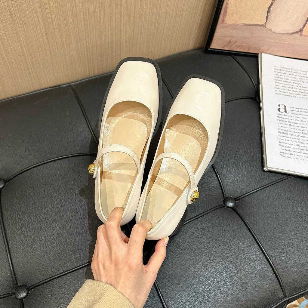 Fashion Fashion Women Pumps Shoes New Spring and Autumn Square Head Shallow Mouth Mary Janes Shoe Solid Chunky Middle Heel Single Shoes
