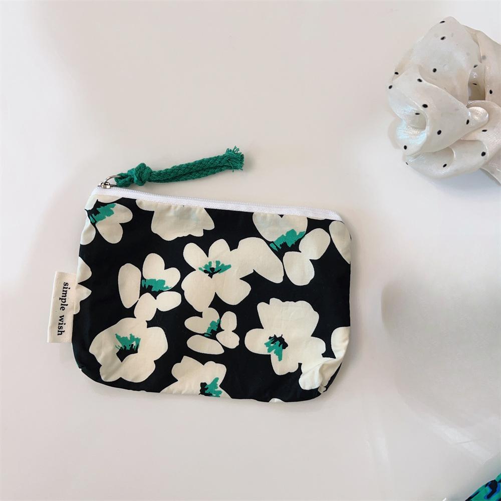 Mini-Baumwoll-Blumen-Organizer-Taschen für Damen, kleine Stoff-Kosmetik-Make-up-Tasche, kleine Geldbörse, Münzfach, Kinder-Kosmetiketui