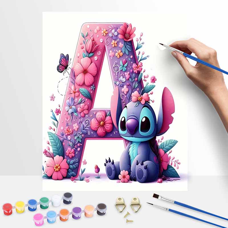 Disney Stitch Alphabet Painting Kit Home Decor Craft Perfect Gift IdeaCreative Stitch Alphabet Painting Kit Home Decor Craft Perfect Gift Idea 20x30cm