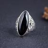 JMXD-Chinese Style Artificial Black Agate Ring, Hollow Opening, High-end Personalized Index Finger Ring