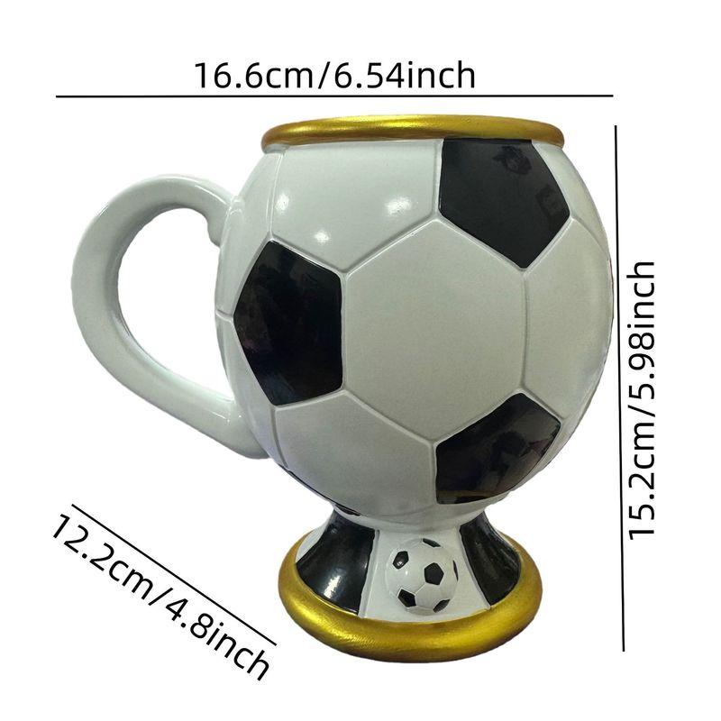 Soccer Mug 3D Souvenir Coffee Mug Resin Stainless Steel Inner Aesthetic For Football Fans Home Use Football Water Cup Gift