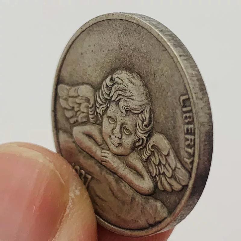 1937 Wandering Coin Angel Baby Brass Old Silver Commemorative Medal Collection 20mm Craft Copper Silver Coin Commemorative Coin