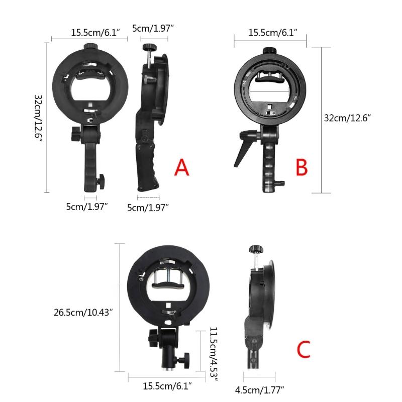 Universal Flash Bracket Mount Adapter with Hand Grip Adjustable for Speedlite Snoots Flash Softbox Photography Umbrella