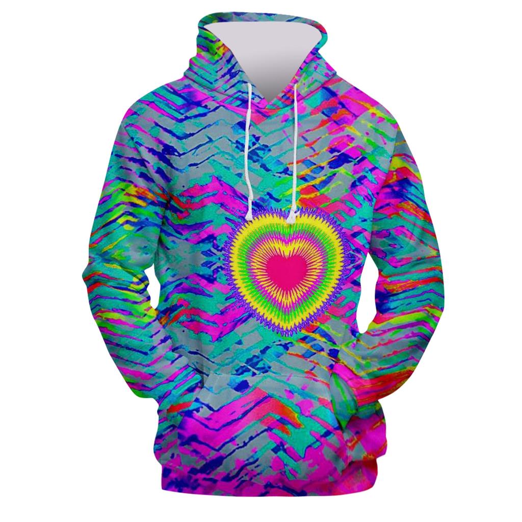 Fashion Print Loose Men's And Women's Long Sleeve Hooded Sweater