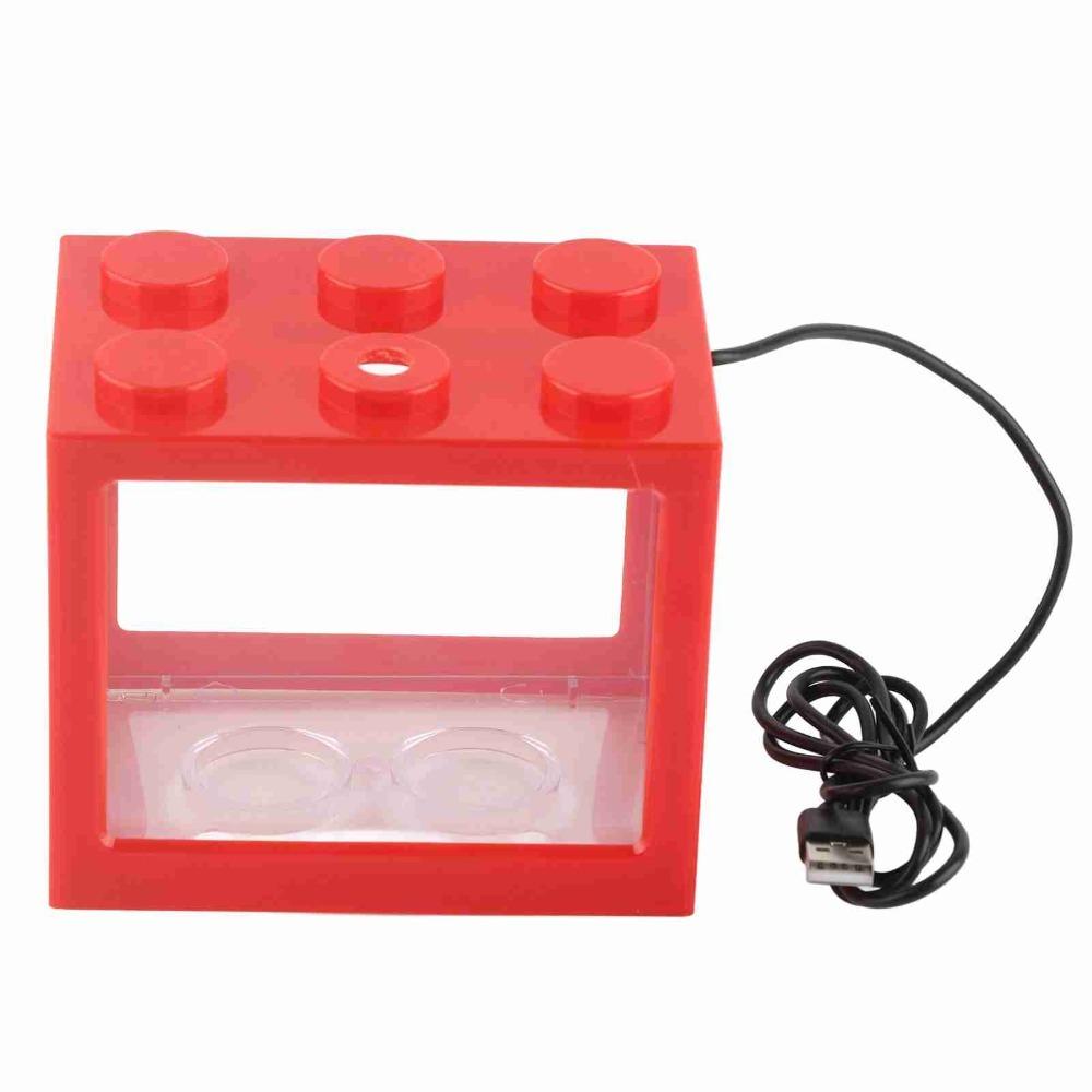Mini-Größe Mini-Aquarium Mikrolandschaft Kunststoff USB LED-Licht Dekolicht Überlagertes Design Desktop-Aquarium