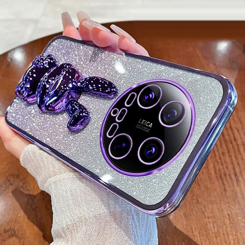 

For Xiaomi 14 Ultra Case Electroplating Rabbit PC+TPU Phone Cover Hidden Kickstand Purple