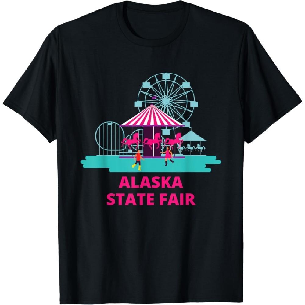 

Alaska State Fair Rollercoaster Ferris Wheel Amusement T-Shirt S